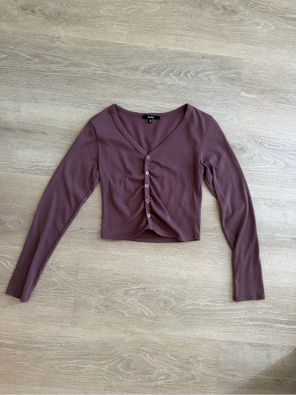 Papaya Plum Long-Sleeve Cropped Top